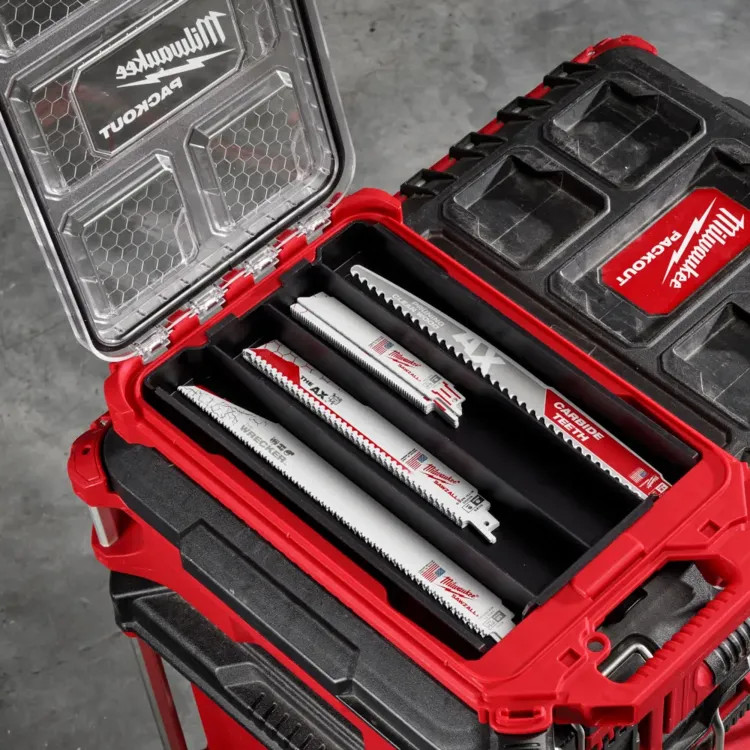 Milwaukee 15-Piece 1/2" Universal Tang Carbide-Tipped HSS SAWZALL Blade Set with PACKOUT Compact Organizer - 49-22-5641