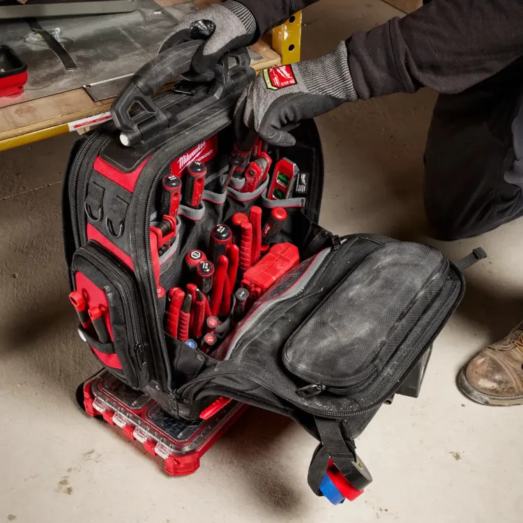 Milwaukee PACKOUT 42-Pocket Structured Backpack, Tear-Resistant, 50 lb Capacity - 48-22-8303
