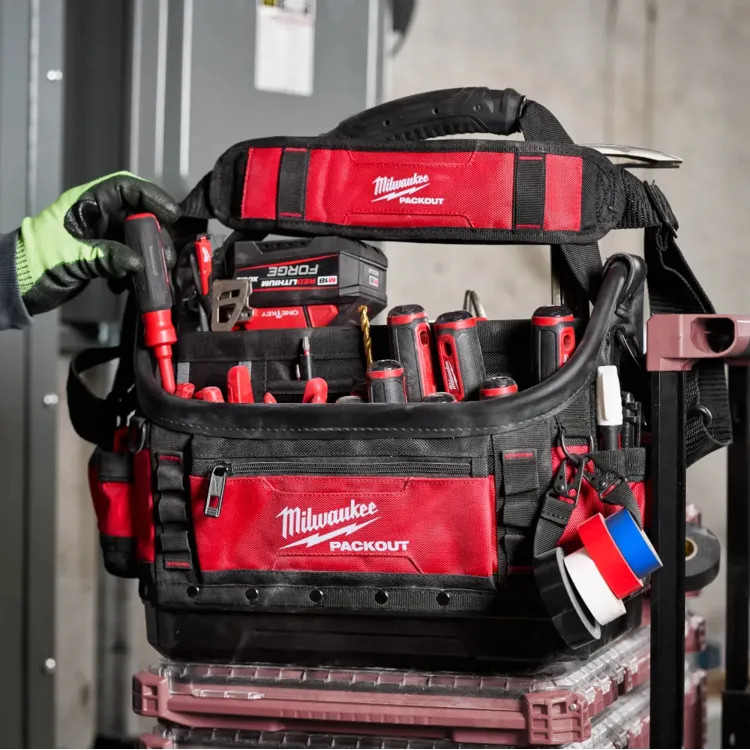 Milwaukee PACKOUT 15" Structured Tote with 39 Pockets, Tear-Resistant, 50 lb Capacity - 48-22-8317