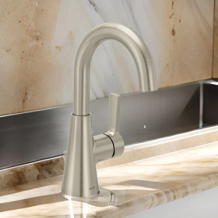 Moen Jase One Handle High Arc Bathroom Faucet, ADA, 1.2 GPM, Brushed Nickel - 64430BN