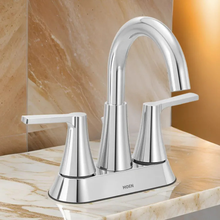 Moen Jase Two Handle High Arc Centerset Bathroom Faucet, ADA, 1.2 GPM, Chrome - 64432 