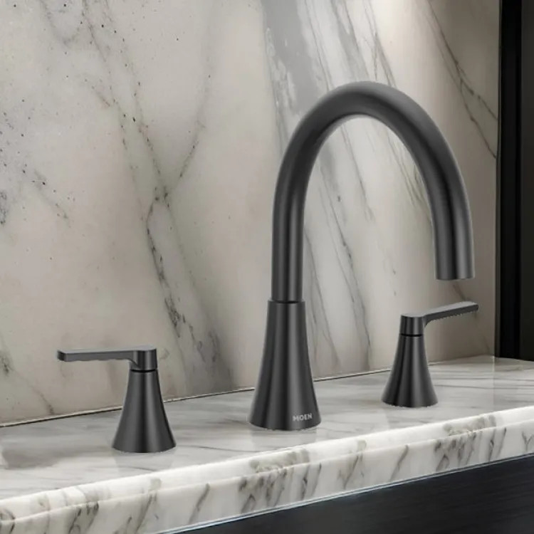 Moen Jase Two Handle Roman Tub Faucet Trim, ADA, Matte Black - T430BL
