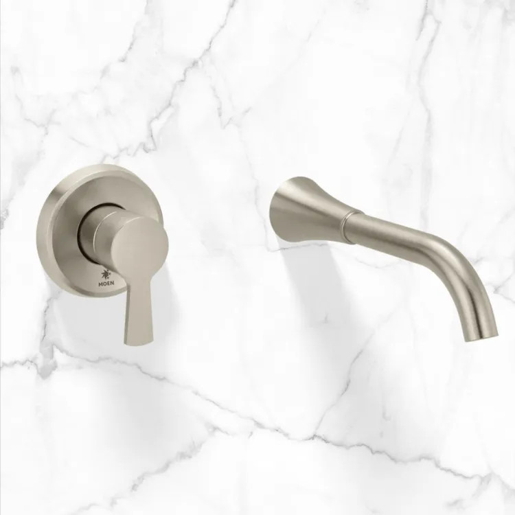 Moen Jase Wall Mount Tub Filler, One Handle, ADA, 8 GPM, Brushed Nickel - WT430BN