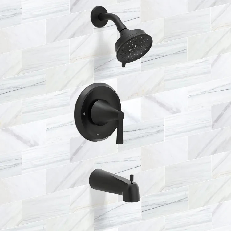 Moen Jase Posti-Temp Tub/Shower Trim, M-PACT, ADA, 1.75 GPM, Matte Black - T2413EPBL