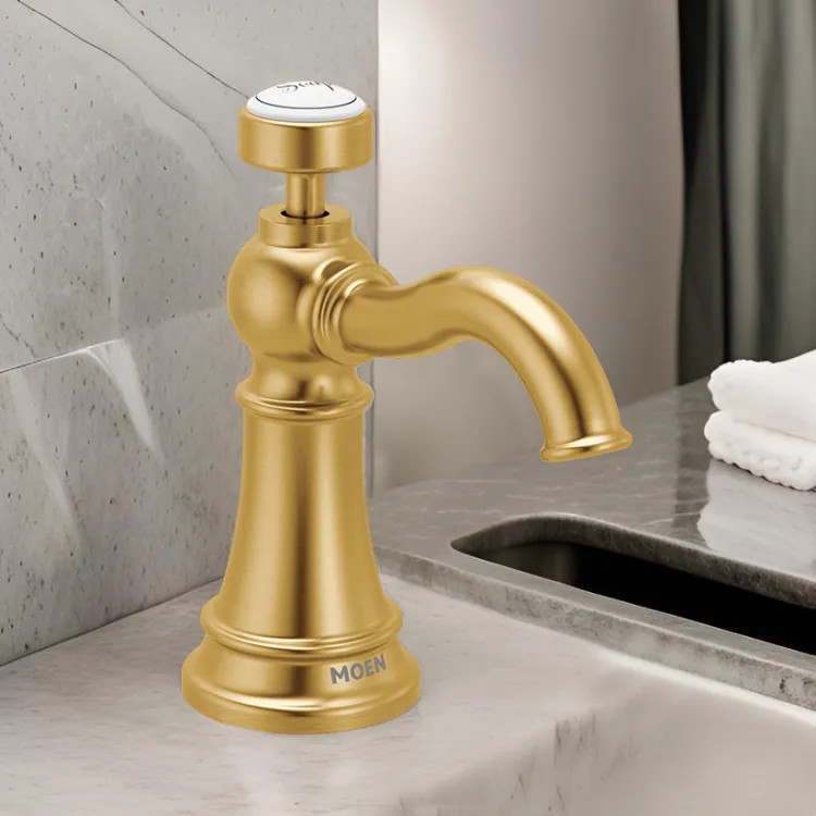 Moen Weymouth Traditional Kitchen Soap Dispenser, 18 oz., Brushed Gold - S3949BG
