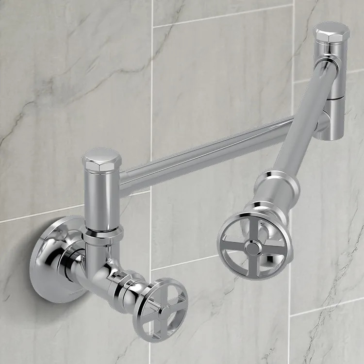 Moen Paterson Wall-Mounted Two-Handle Swing Arm Kitchen Pot Filler Faucet, 5.5 GPM, Chrome - S6642C