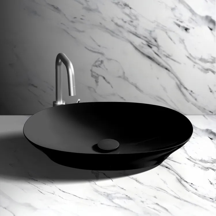 TOTO Kiwami Oval 24" Vessel Bathroom Sink with Drain, CEFIONTECT, ADA, Matte Black - LT474#MBL 