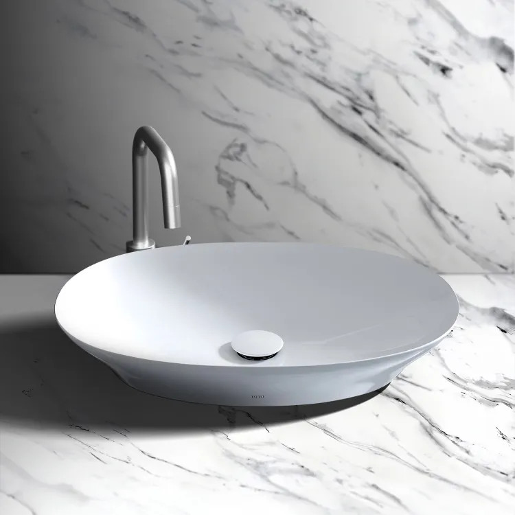 TOTO Kiwami Oval 24" Vessel Bathroom Sink with Drain, CEFIONTECT, ADA, Matte White - LT474#MW