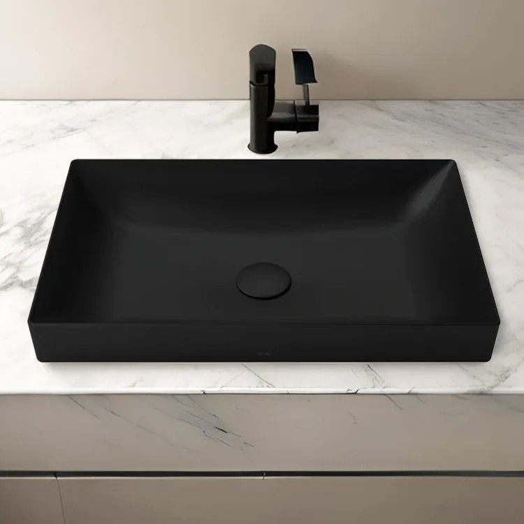 TOTO Kiwami 20" Rectangle Vessel Bathroom Sink, CEFIONTECT, ADA, Matte Black - LT475#MBL