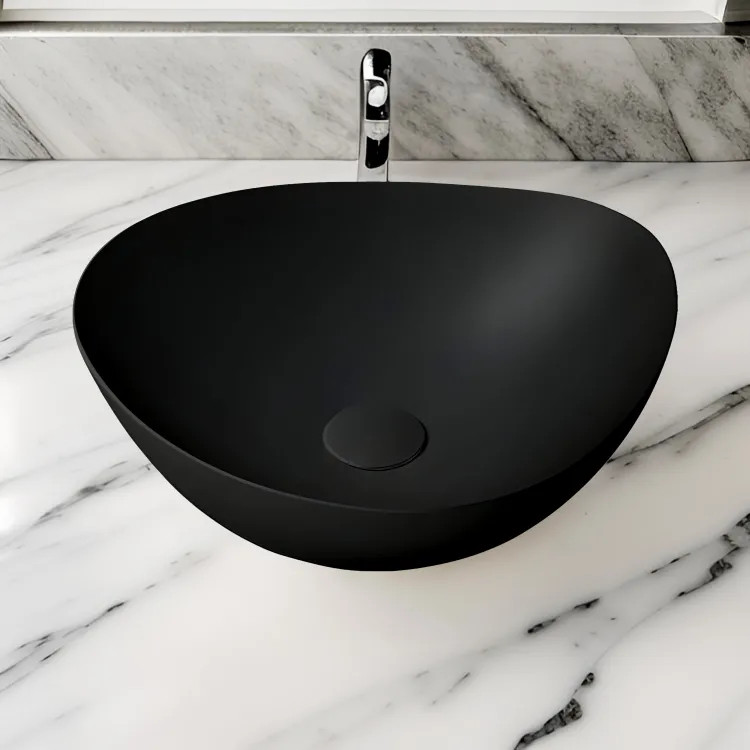 TOTO Kiwami Asymmetrical Vessel Bathroom Sink, CEFIONTECT, ADA, Matte Black - LT477#MBL