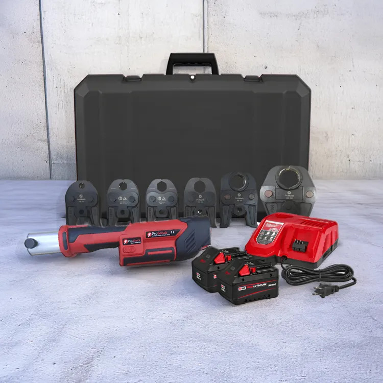 ProStock 18V Press Tool Kit with 1/2" to 2" Copper Press Jaws, Two M18 Batteries and Charger, and Carrying Case - PS89241M-SETM2