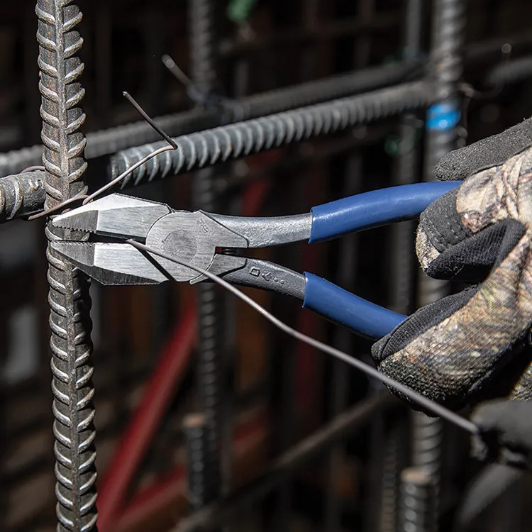 Klein 9" Ironworker's Rebar Pliers with Plastic-Dipped Handle, Left Handed, Spring Loaded - D201-7CSTLFT