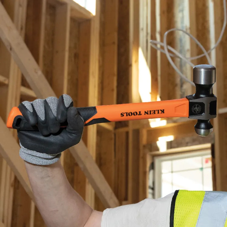 Klein Ball-Peen Hammer with 32 oz Forged Steel Head and 15" Fiberglass Handle - H80332