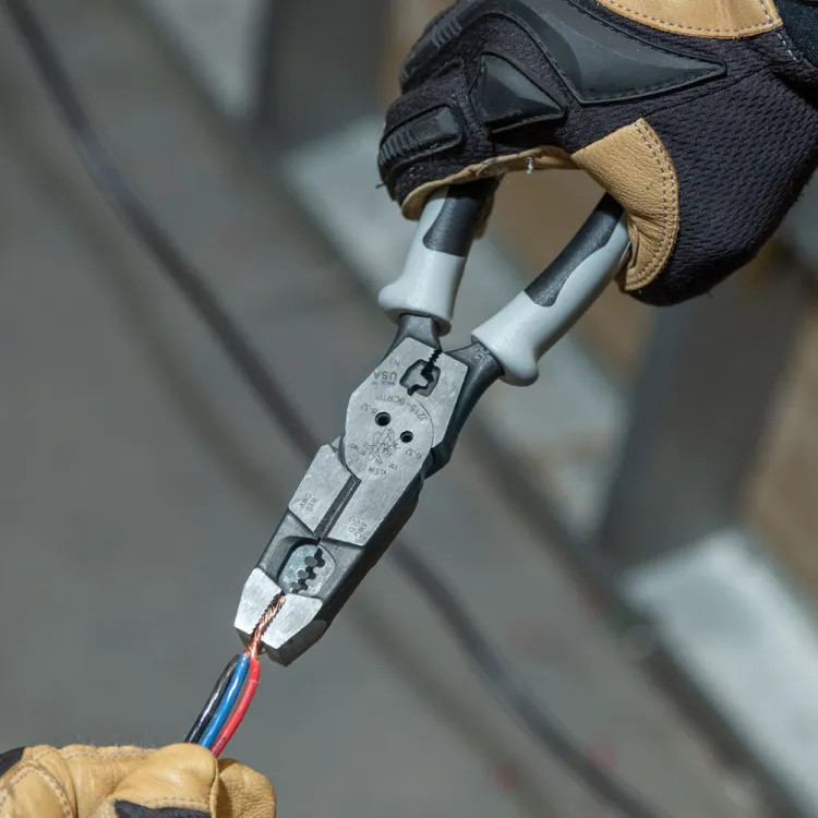 Klein Hybrid Pliers with Crimper, Fish Tape Puller and Wire Stripper, Side Cut - J2159CRTP