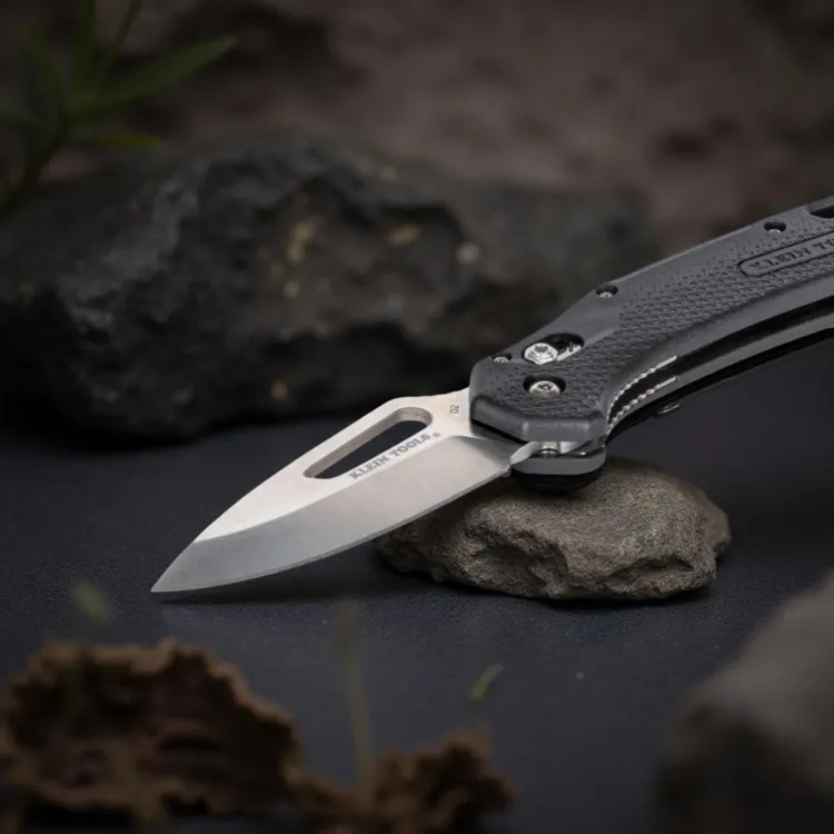 Klein KTO Resurgence Knife with Drop Point Blade and Black Handle, Stainless Steel - OGK000BKT
