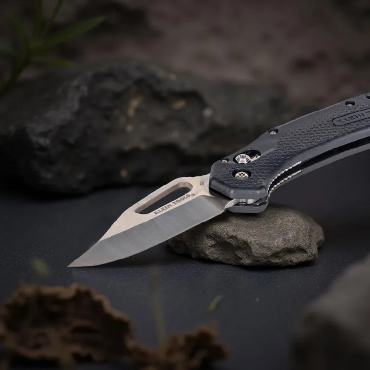 Klein KTO Resurgence Knife with Clip Point Blade and Black Handle, Stainless Steel - OGK002BKT