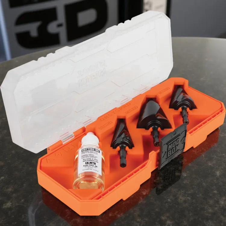 Klein 3-Piece Premium Electrician's Quick-Release Step Bit Kit, 1/4" Hex - QRSTSPRO