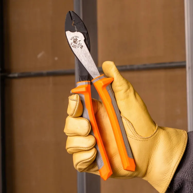 Klein Insulated Crimping and Cutting Tool for Connectors, 10 to AWG Solid and Stranded Wires, 2-Layer Insulation - 1005RINS