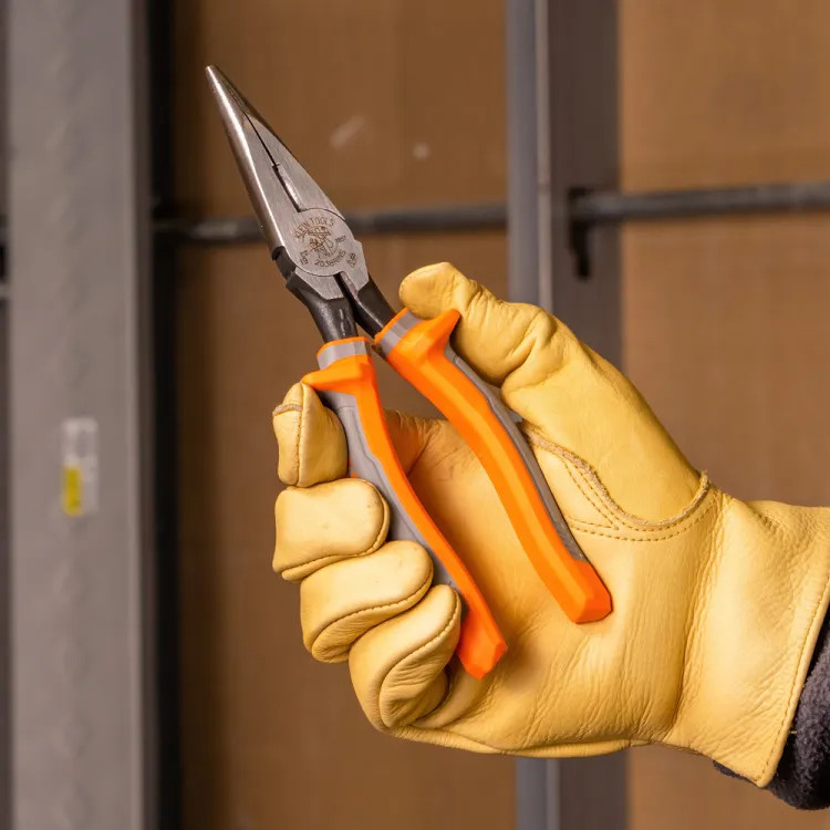 Klein 8" Insulated Long Nose Side-Cutting Pliers, 1000V Rated - 2038RINS