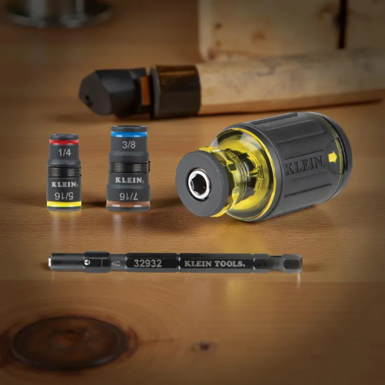Klein 12-in-1 Impact Rated Stubby Driver Set with Flip Sockets - 32308HD