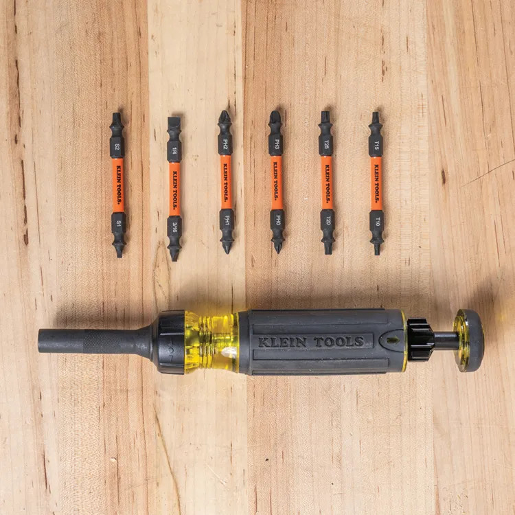 Klein 13-in-1 Ratcheting Impact Rated Screwdriver, 1/4'' Driver Size - 32313HD