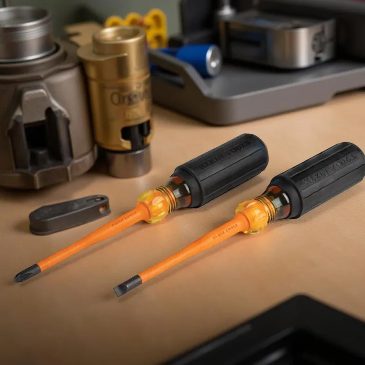 Klein 2-Piece Slim-Tip Insulated Screwdriver Set with Phillips and Cabinet Tips - 33732INS