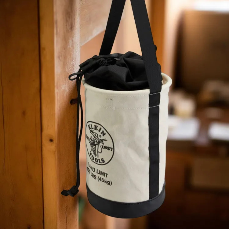 Klein 17" Canvas Bucket with Drawstring Close, 100 lb Load Capacity - 5114DSC