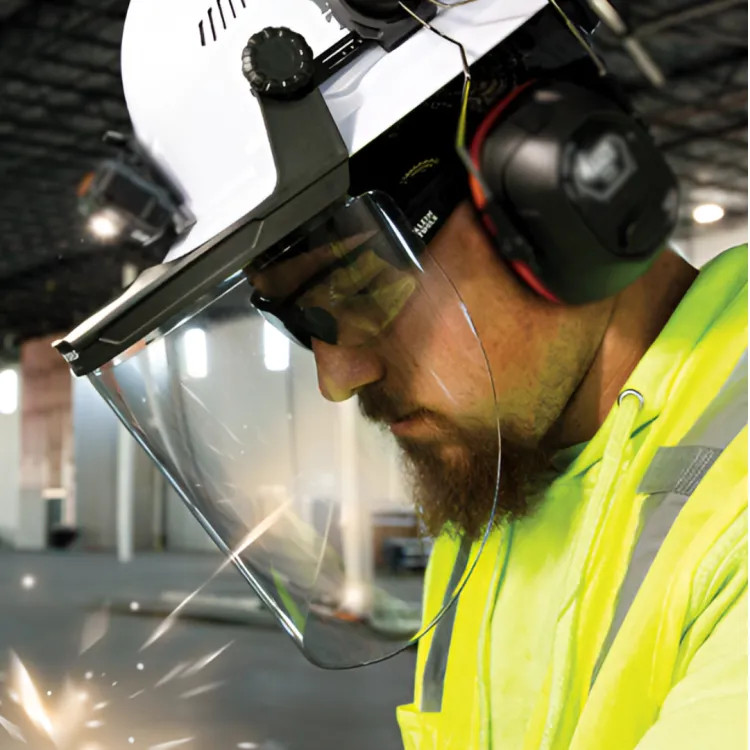 Klein Face Shield for Full Brim Hard Hat, Clear, Polycarbonate - 60528