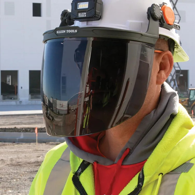 Klein Face Shield for Full Brim Hard Hat, Gray Tint, Polycarbonate - 60529