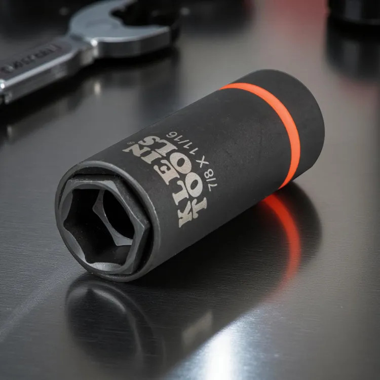 Klein 2-in-1 Impact Socket, 6-Point, 7/8" x 11/16", 1/2" Drive, Steel - 66064