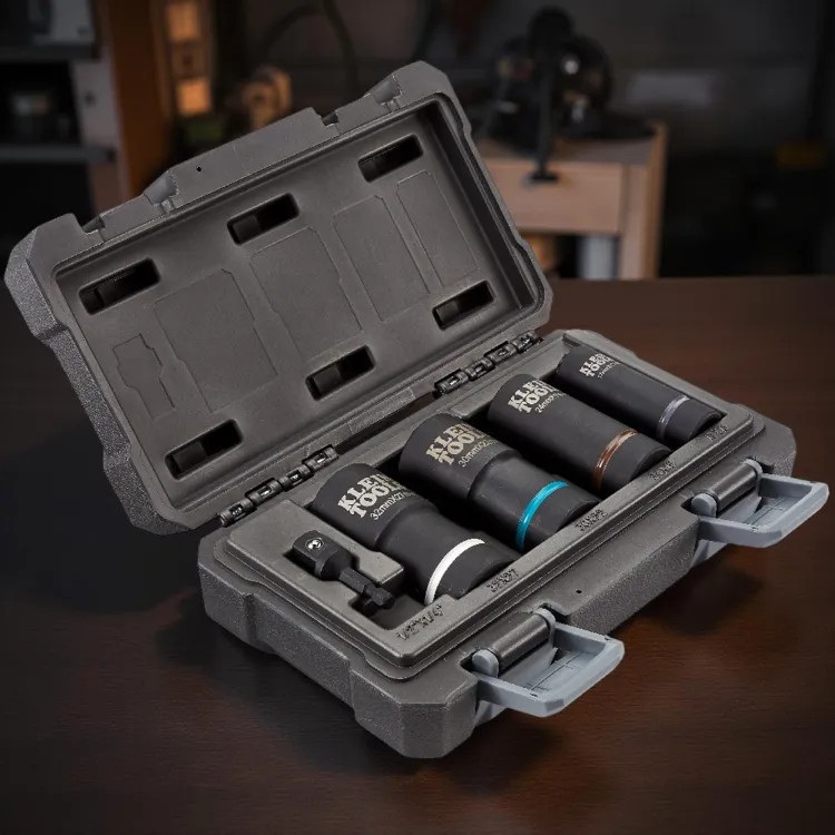 Klein 5-Piece 2-in-1 Metric Impact Socket Set, 1/2" Drive Size, Steel - 66050E