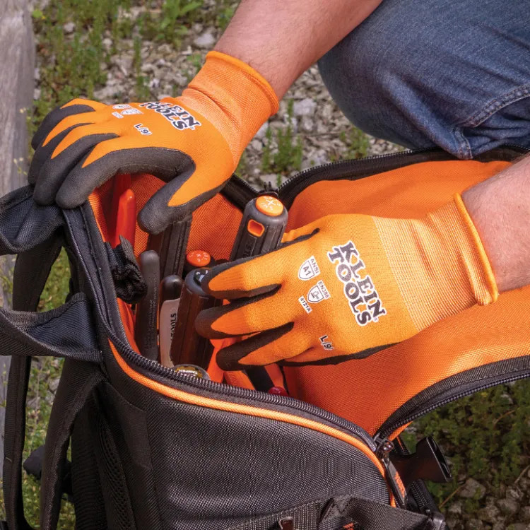 Klein 2-Pair Knit Dipped Gloves, Nylon-Spandex, Cut Level A1, Touchscreen, Small - 60579 