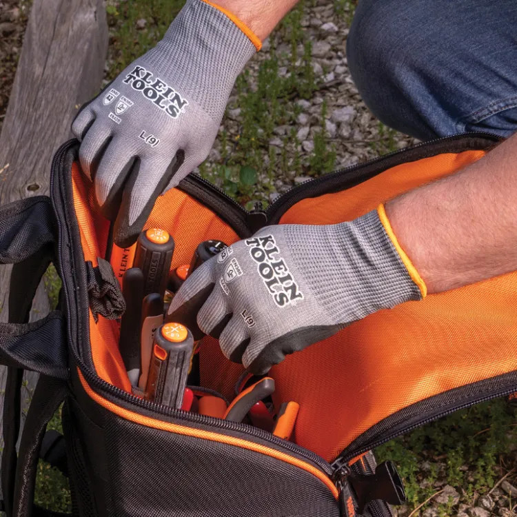 Klein 2-Pair Knit Dipped Gloves, HPPE, Cut Level A2, Touchscreen, Small - 60583