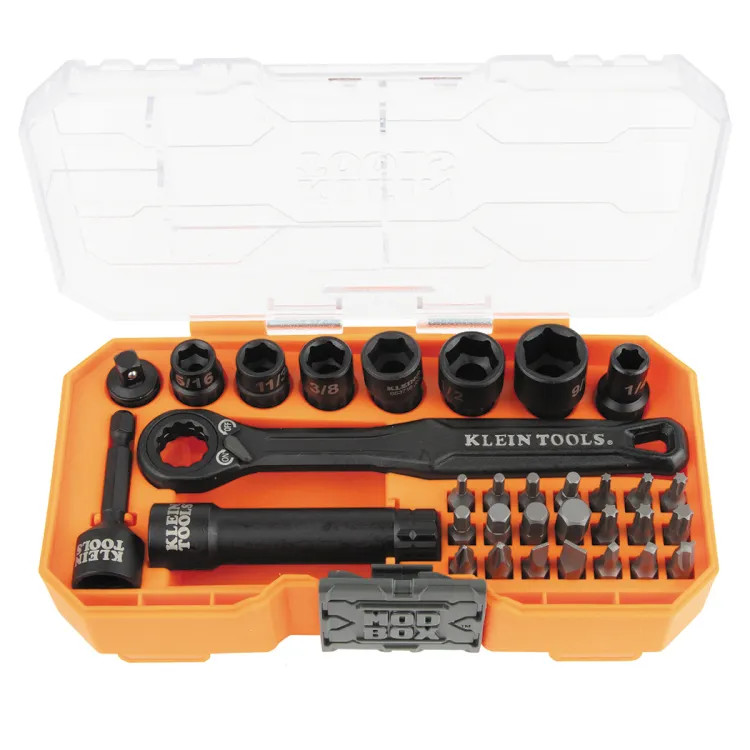 Klein 32-Piece KNECT Impact-Rated Pass Through Socket Set, 1/4" Drive - 65300