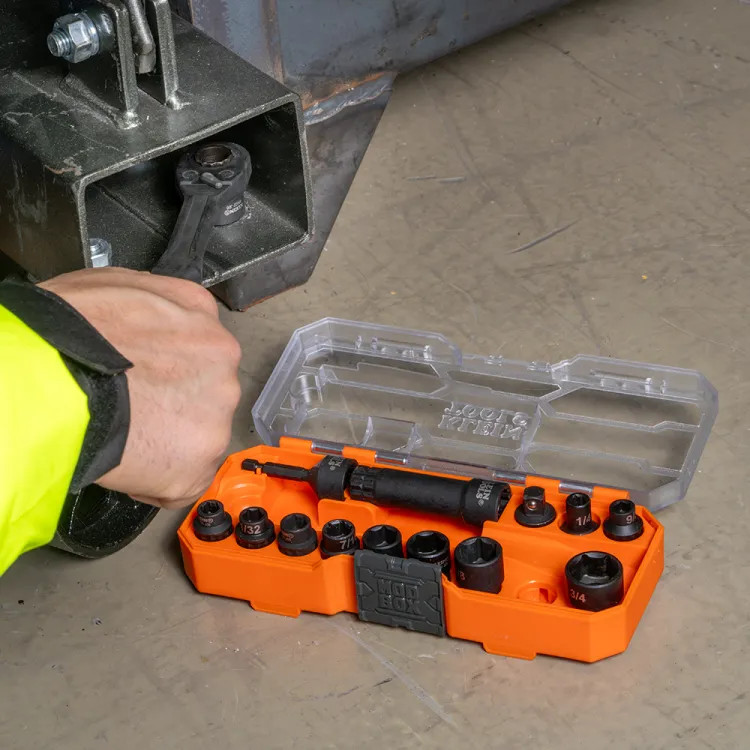 Klein 15-Piece KNECT Impact-Rated Pass Through Socket Set, 3/8" Drive - 65400