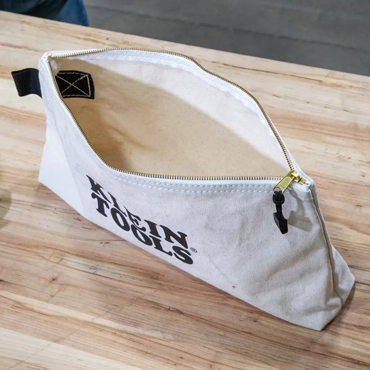 Klein 16" Extra-Long Canvas Tool Pouch with Zipper, Natural - 62042