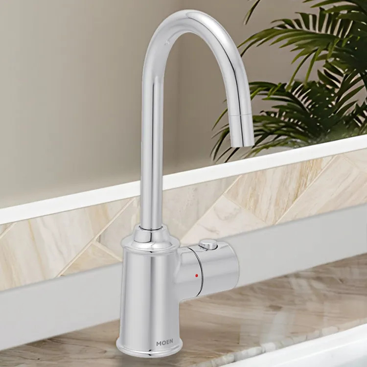 Moen SIP Traditional Instant Hot Water Beverage Faucet, Single-Knob Handle with Push Button, High Arc, Open Vent, 1.5 GPM, Chrome - IH7600