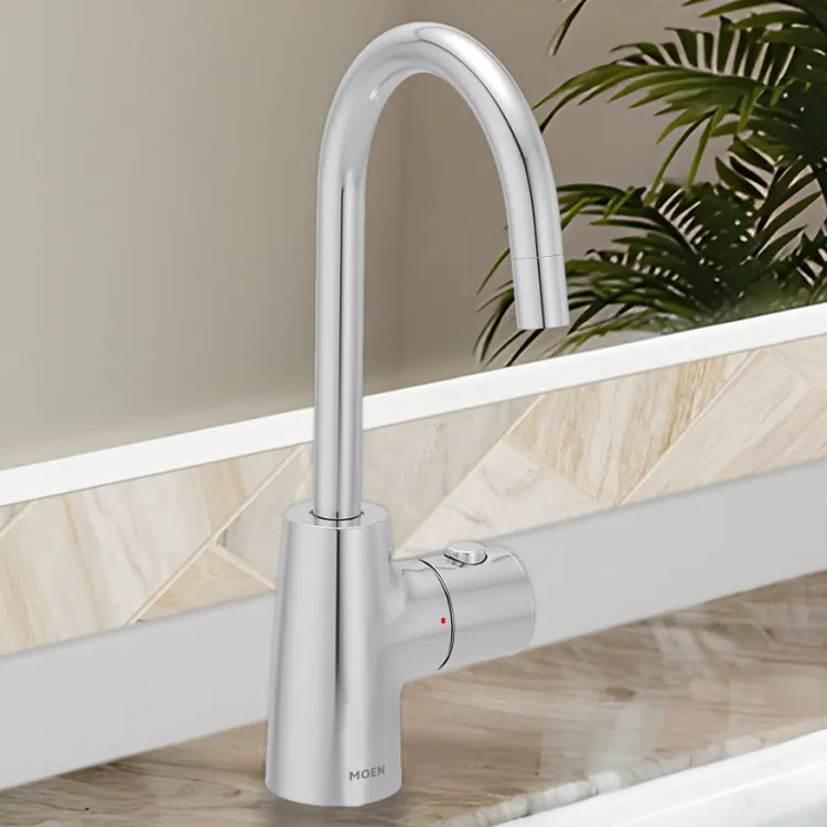 Moen SIP Transitional Instant Hot Water Beverage Faucet, Single-Knob Handle with Push Button, High Arc, Open Vent, 1.5 GPM, Chrome - IH7620
