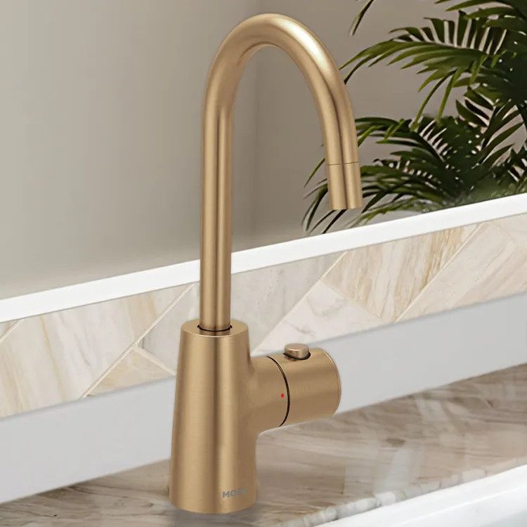 Moen SIP Transitional Instant Hot Water Beverage Faucet, Single-Knob Handle with Push Button, High Arc, Open Vent, 1.5 GPM, Bronzed Gold - IH7620BZG