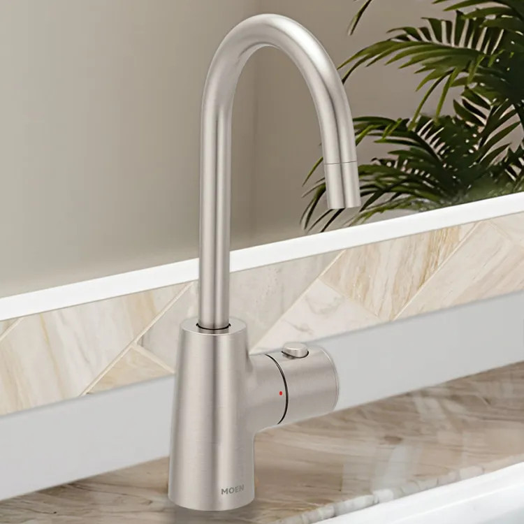 Moen SIP Transitional Instant Hot Water Beverage Faucet, Single-Knob Handle with Push Button, High Arc, Open Vent, 1.5 GPM, Spot Resist Stainless - IH7620SRS
