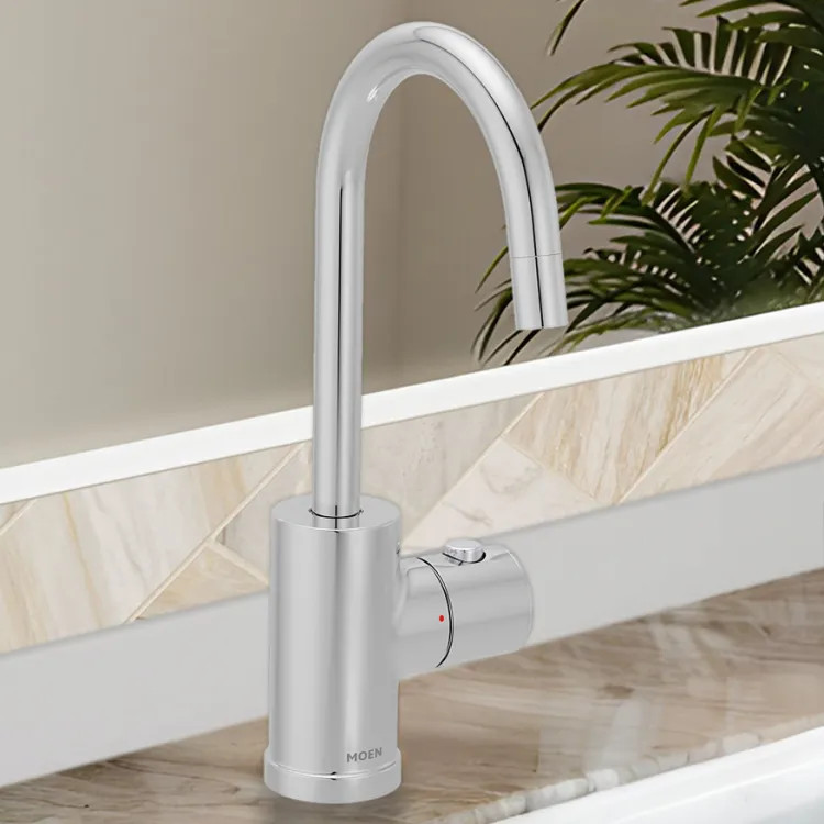 Moen SIP Modern Instant Hot Water Beverage Faucet, Single-Knob Handle with Push Button, High Arc, Open Vent, 1.5 GPM, Chrome - IH7660