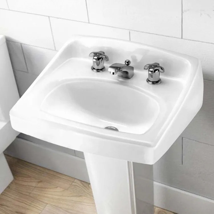 American Standard Lucerne Wall-Hung Sink with 4" Centerset, D-Shaped, Front Overflow, Self-Draining, White - 0355012M055.020