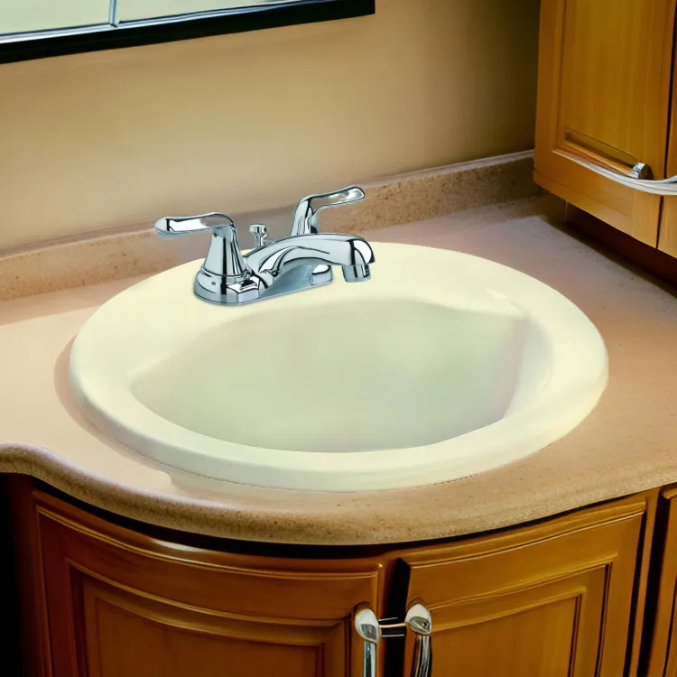 American Standard Cadet Oval Countertop Sink, 21" x 17-5/8", European Style, EverClean, 4" Centers, Bone - 0419444EC.021