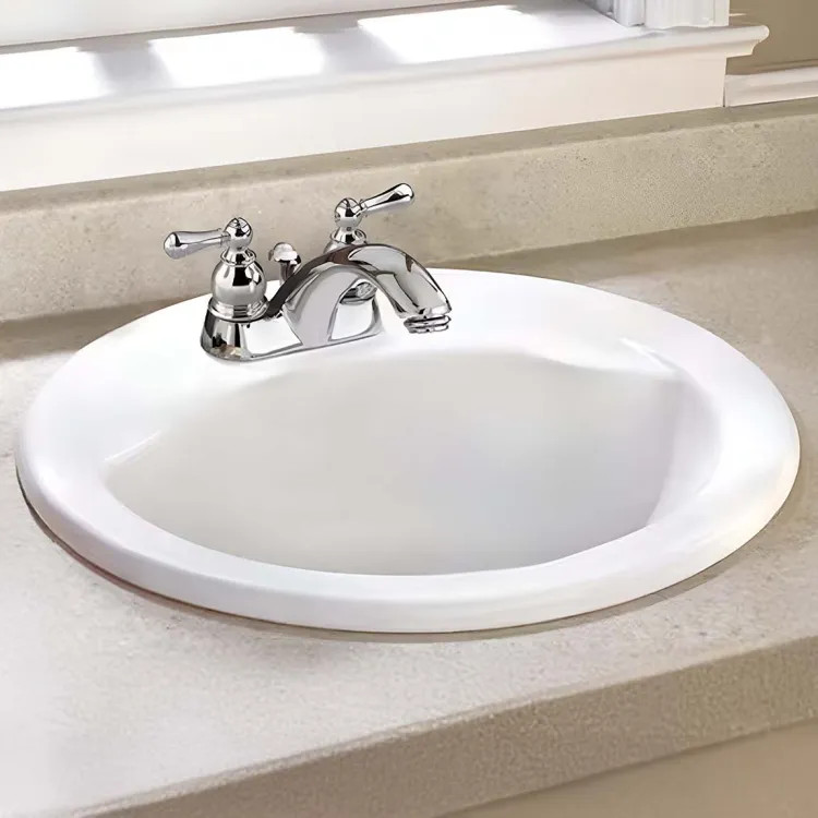 American Standard Cadet Round Drop-In Sink, 19-1/4", European Style, EverClean, 4" Centers, Linen - 0427.444EC.222