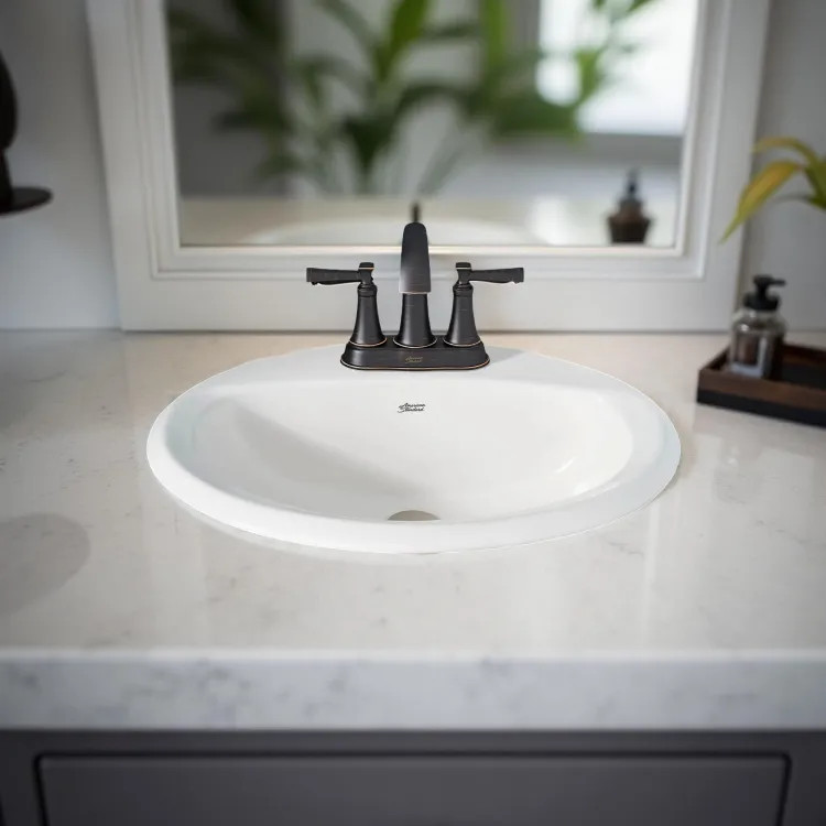 American Standard Reliant Oval Drop-In Bathroom Sink with 3-Hole 4” Center, ADA, White - 0476228.020 