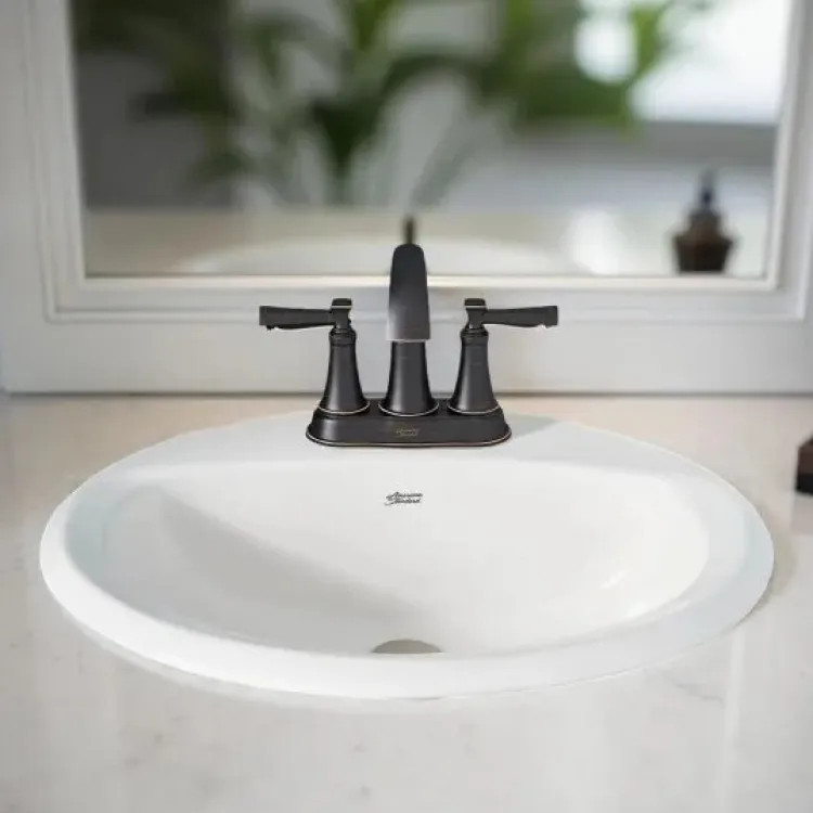 American Standard Reliant Oval Drop-In Bathroom Sink with 3-Hole 4” Center, ADA, White - 0476228.020 