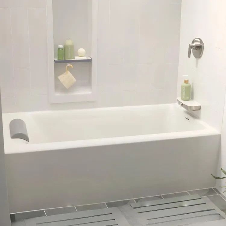 American Standard Aspirations 60" x 32" Alcove Bathtub with Right-Hand Drain, Integral Apron, High-Gloss Acrylic, White - 2964102.020