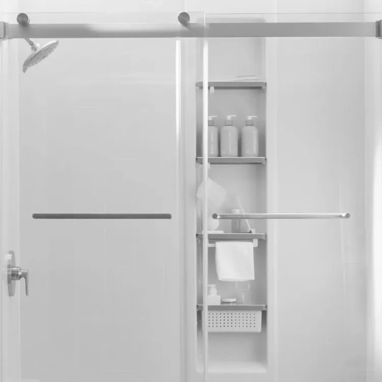 American Standard Aspirations 60" x 32" x 84" Vertical Tile Shower Wall Set, Stacked Tile, Pre-Cut, Trimmable, White - 2951SWT32.020