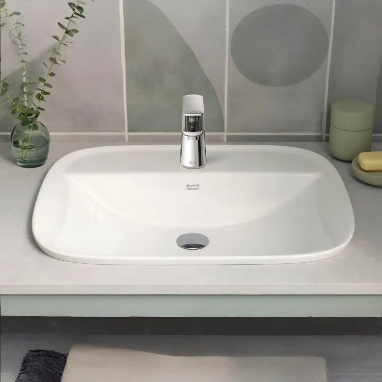 American Standard Aspirations 22” x 18" Drop-In Bathroom Sink, Center Hole, White - 1721001.020