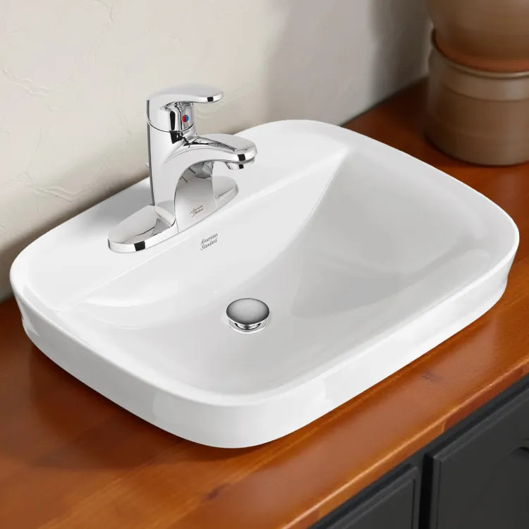 American Standard Aspirations 22-7/8" x 18" Vessel Bathroom Sink, 3 Holes, Rectangle, White - 1642008.020